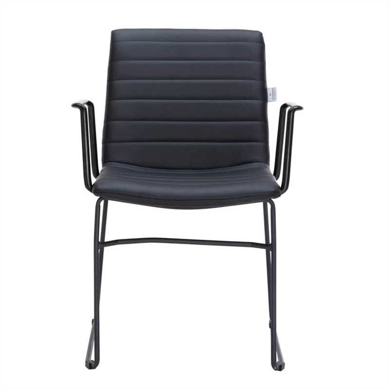 LeisureMod Office Chair in Leather/Polyester with Stainless Steel Base in Brown