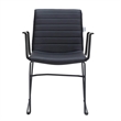 LeisureMod Office Chair in Leather/Polyester with Stainless Steel Base in Brown