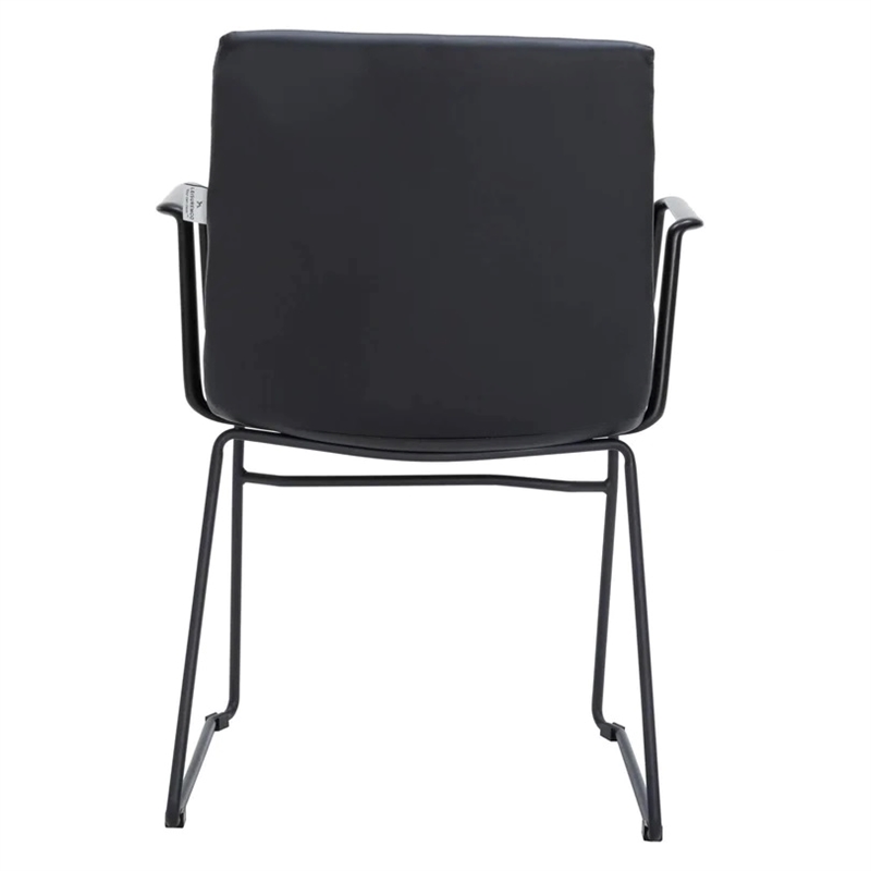 LeisureMod Office Chair in Leather/Polyester with Stainless Steel Base in Brown