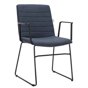 LeisureMod Office Chair in Leather/Polyester with Stainless Steel Base Dark Blue