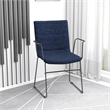 LeisureMod Office Chair in Leather/Polyester with Stainless Steel Base Dark Blue