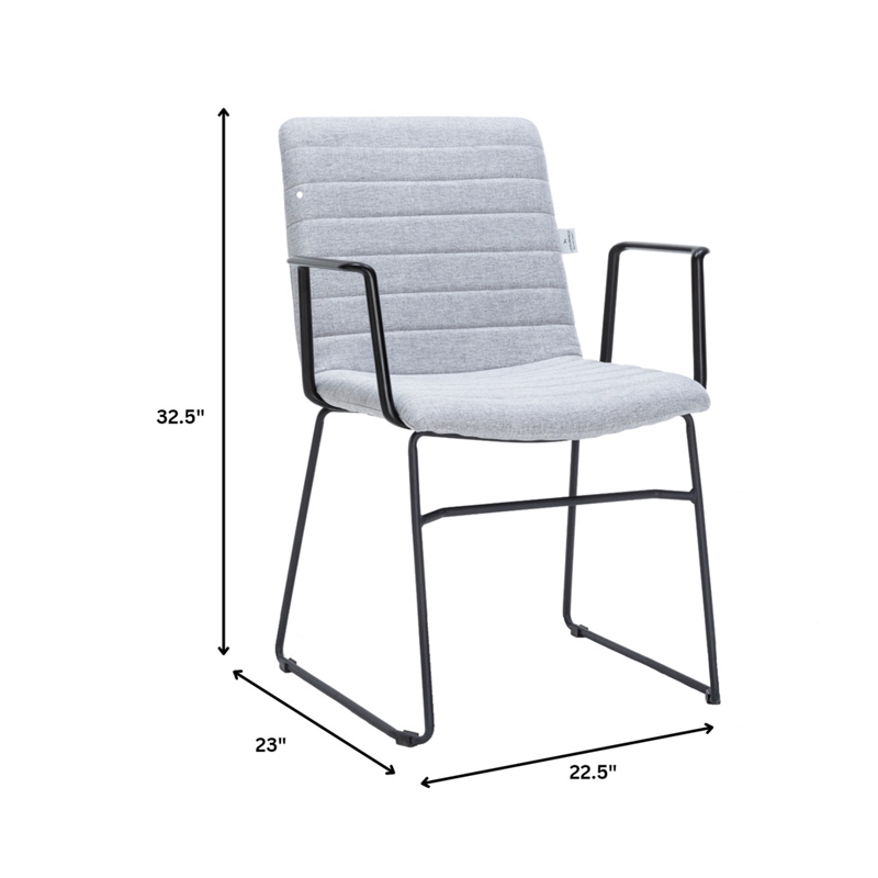 LeisureMod Office Chair in Leather/Polyester with Stainless Steel Base in Gray