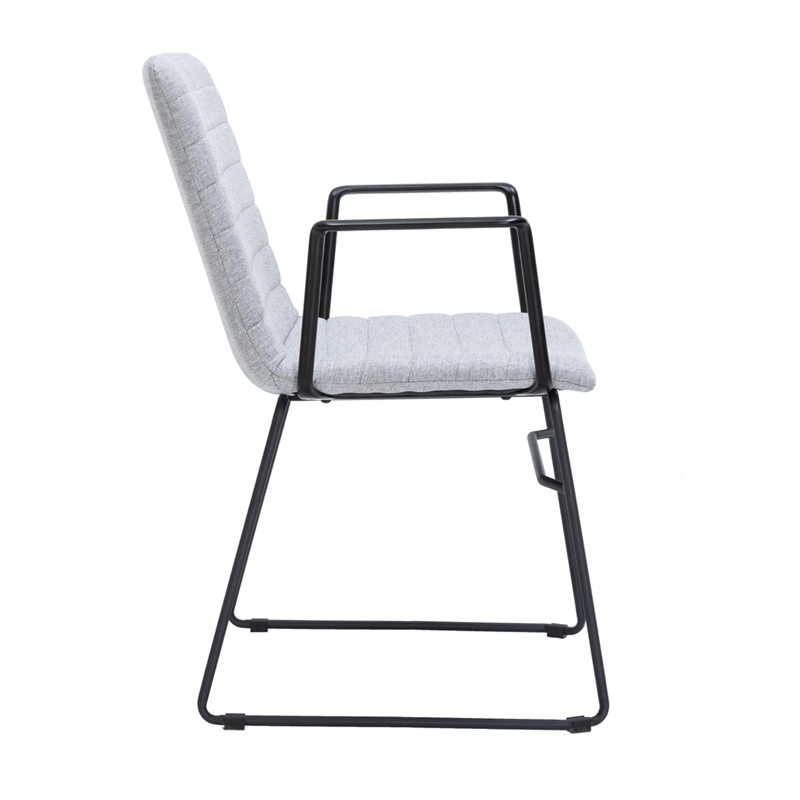 LeisureMod Office Chair in Leather/Polyester with Stainless Steel Base in Gray