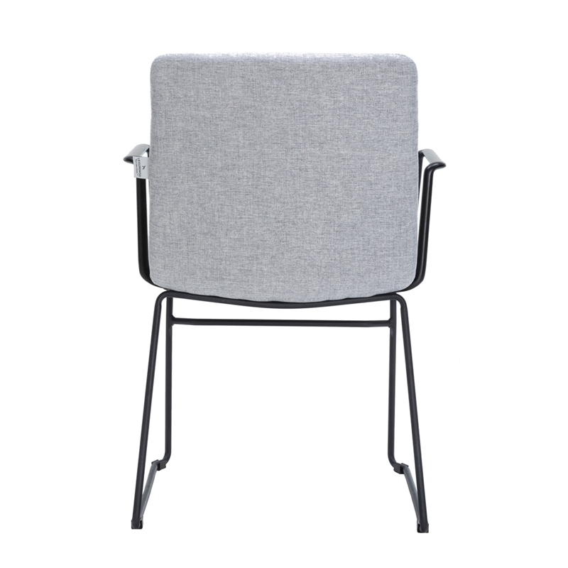 LeisureMod Office Chair in Leather/Polyester with Stainless Steel Base in Gray