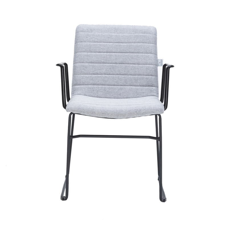 LeisureMod Office Chair in Leather/Polyester with Stainless Steel Base in Gray