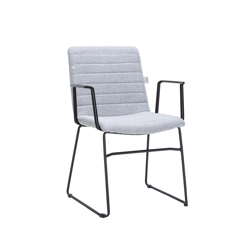 LeisureMod Office Chair in Leather/Polyester with Stainless Steel Base in Gray
