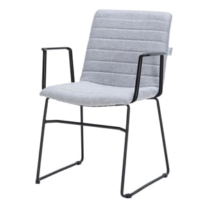 LeisureMod Office Chair in Leather/Polyester with Stainless Steel Base in Gray