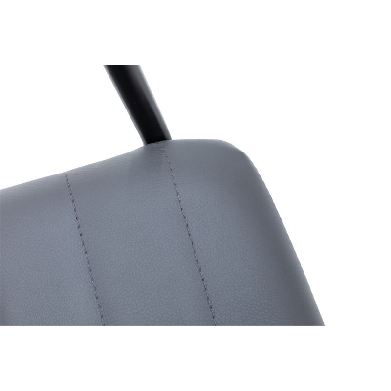 Office Chair in Leather/Polyester with Stainless Steel Base in Gray Leather