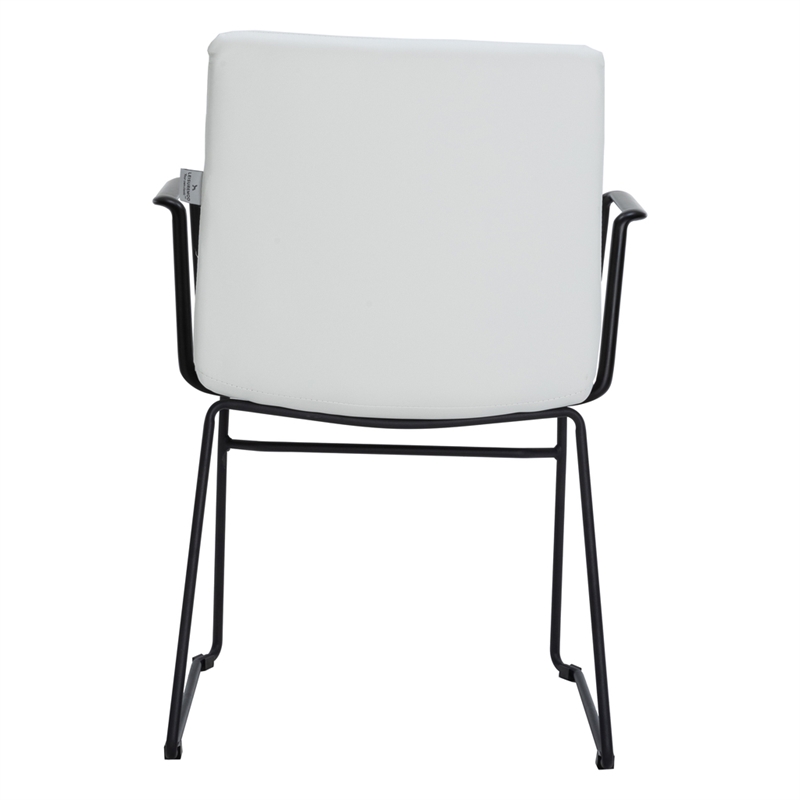 LeisureMod Office Chair in Leather/Polyester with Stainless Steel Base in White
