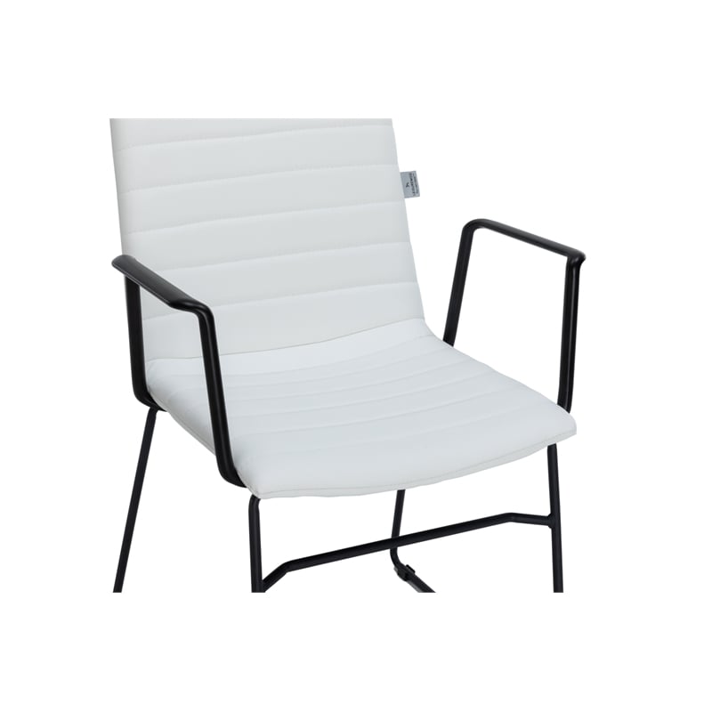 LeisureMod Office Chair in Leather/Polyester with Stainless Steel Base in White