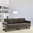 3-Seater Upholstered Velvet Sofa with Black Stainless-Steel Base in Dark Gray