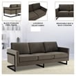 3-Seater Upholstered Velvet Sofa with Black Stainless-Steel Base in Dark Gray