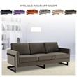 3-Seater Upholstered Velvet Sofa with Black Stainless-Steel Base in Dark Gray
