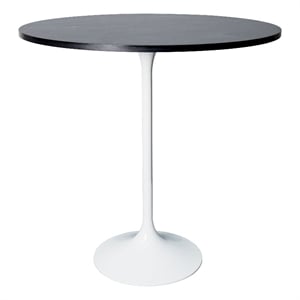 36&quot Bar Dining Table with Sintered Stone Round Top White Steel in Black
