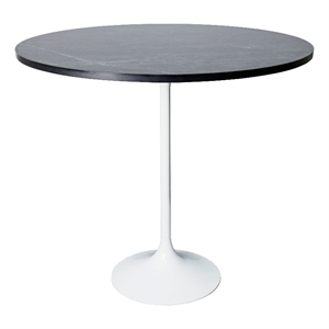 48&quot Bar Height Dining Table with MDF Round Top in White Steel in Black