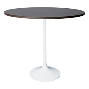 48&quot Bar Height Dining Table with MDF Round Top in White Steel in Dark Walnut