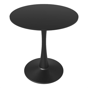 Round Dining Table 24&quot MDF Wood Tabletop in Black Steel in Black
