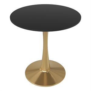 Round Dining Table 24&quot MDF Wood Tabletop in Gold Steel in Black