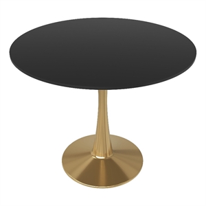 Round Dining Table 31&quot MDF Wood Tabletop in Gold Steel in Black