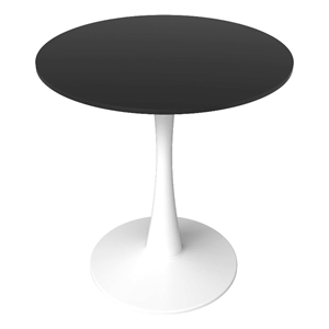 Round Dining Table 24&quot MDF Wood Tabletop in White Steel in Black