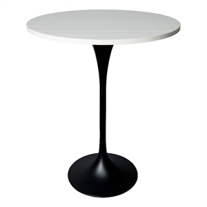 27&quot Bar Height Table with MDF Round Top and Black Steel Base in Natural