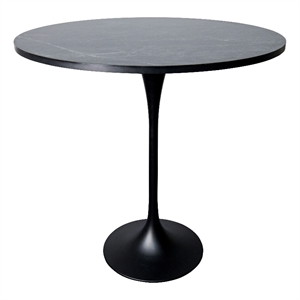 48&quot Bar Height Table with MDF Round Top and Black Steel Base in Black