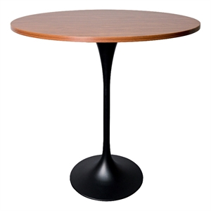 48&quot Bar Height Table with MDF Round Top and Black Steel Base in Brown