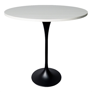 48&quot Bar Height Table with MDF Round Top and Black Steel Base in Natural