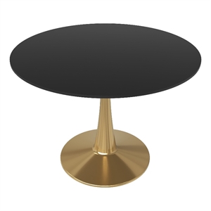 40&quot Round Dining Table Gold Steel Base in Black