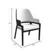 Leather Dining Chair with Curved Open Back and Rubberwood Legs in Black