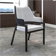 Leather Dining Chair with Curved Open Back and Rubberwood Legs in Black