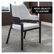 Leather Dining Chair with Curved Open Back and Rubberwood Legs in Black