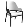 Leather Dining Chair with Curved Open Back and Rubberwood Legs in Black