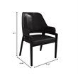 Leather Dining Chair with Curved Open Back and Rubberwood Legs in Black