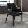 Leather Dining Chair with Curved Open Back and Rubberwood Legs in Black