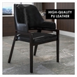 Leather Dining Chair with Curved Open Back and Rubberwood Legs in Black