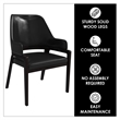 Leather Dining Chair with Curved Open Back and Rubberwood Legs in Black