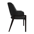 Leather Dining Chair with Curved Open Back and Rubberwood Legs in Black