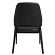Leather Dining Chair with Curved Open Back and Rubberwood Legs in Black
