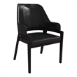Leather Dining Chair with Curved Open Back and Rubberwood Legs in Black