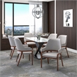 Leather Dining Chair with Curved Open Back and Rubberwood Legs in Taupe