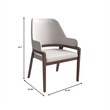 Leather Dining Chair with Curved Open Back and Rubberwood Legs in Taupe