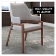 Leather Dining Chair with Curved Open Back and Rubberwood Legs in Taupe