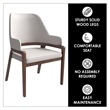 Leather Dining Chair with Curved Open Back and Rubberwood Legs in Taupe