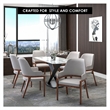 Leather Dining Chair with Curved Open Back and Rubberwood Legs in Taupe