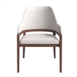 Leather Dining Chair with Curved Open Back and Rubberwood Legs in Taupe