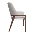 Leather Dining Chair with Curved Open Back and Rubberwood Legs in Taupe