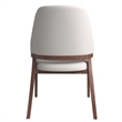 Leather Dining Chair with Curved Open Back and Rubberwood Legs in Taupe