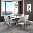 Leather Dining Chair with Curved Open Back and Rubberwood Legs in White