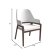 Leather Dining Chair with Curved Open Back and Rubberwood Legs in White